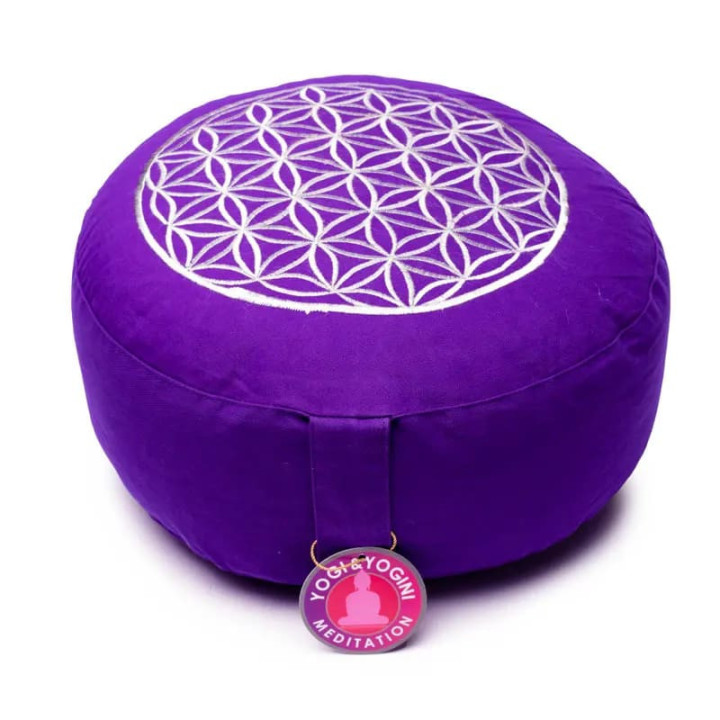 Coussin de méditation Fleur de vie lilas et or | Pieralune