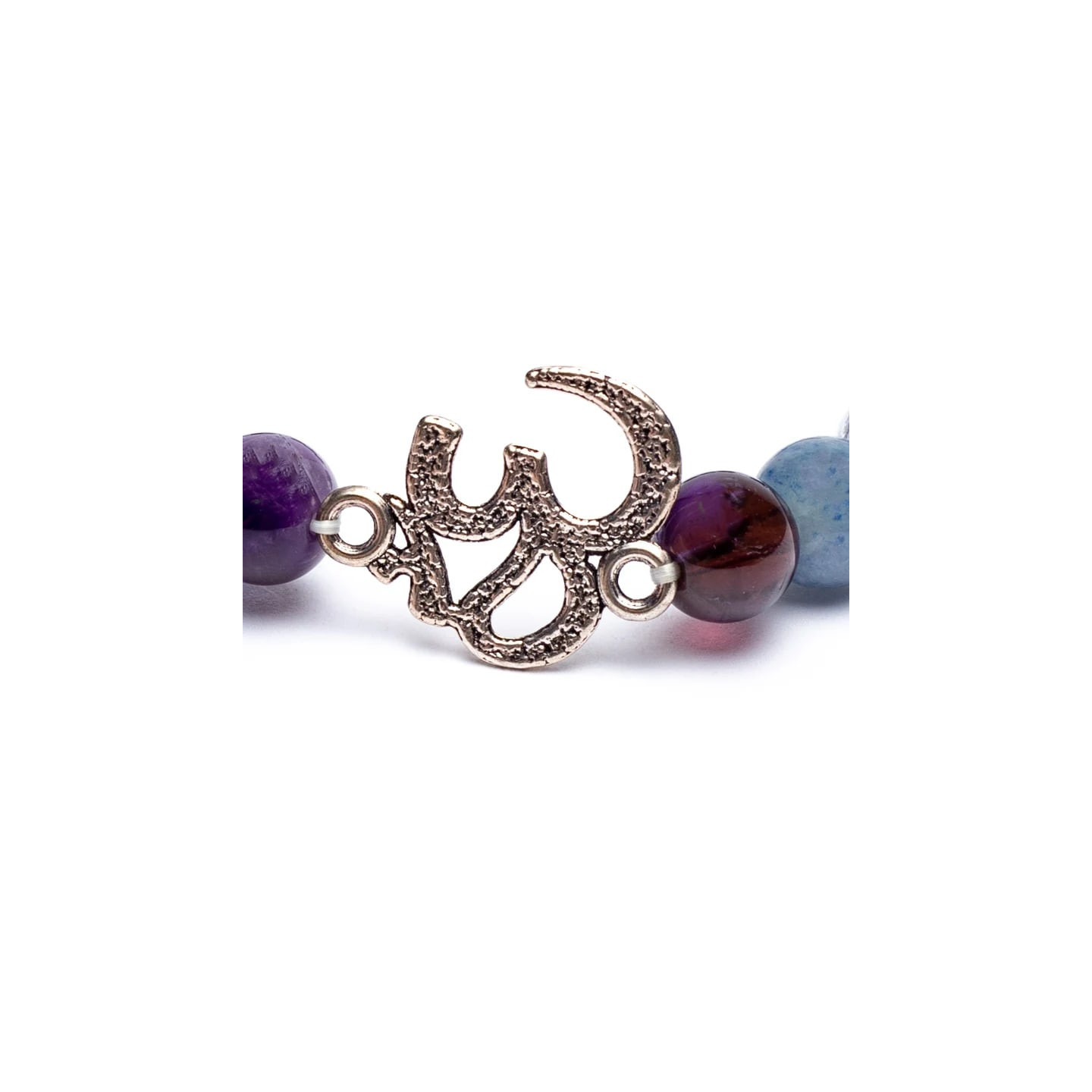 Mala/bracelet Améthyste/ Aventurine/ Cristal de roche + Om | Pieralune