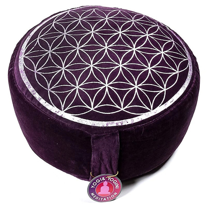 Coussin de méditation vintage fleur de vie violet | Pieralune