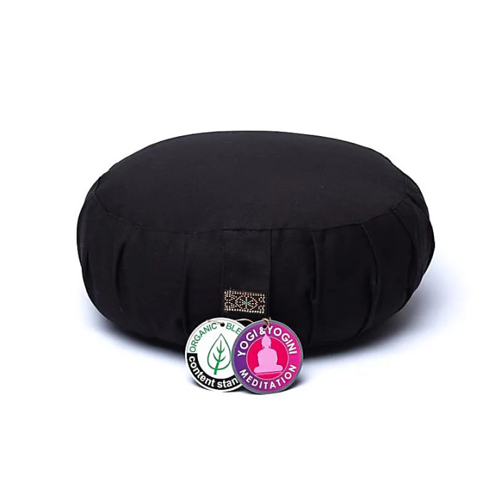 Coussin de méditation zafu noir en coton biologique (OCS) | Pieralune