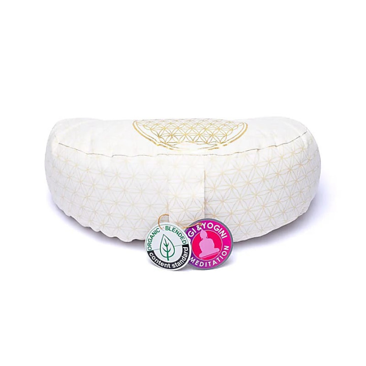 Coussin de méditation fleur de vie croissant coton bio ... | Pieralune