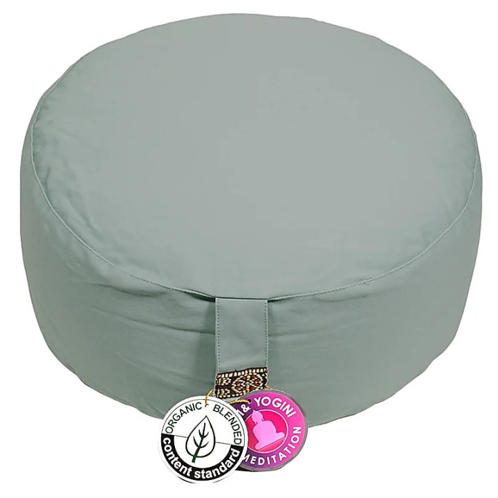 Coussin de méditation vert céladon coton BIO (OCS) | Pieralune