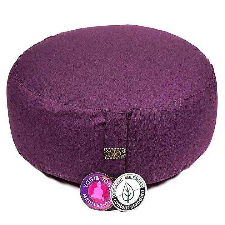 Coussin de méditation aubergine coton BIO (OCS) | Pieralune