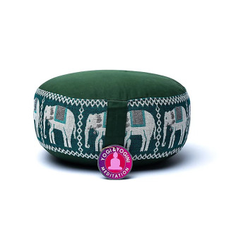 Coussin méditation vert avec éléphants | Pieralune