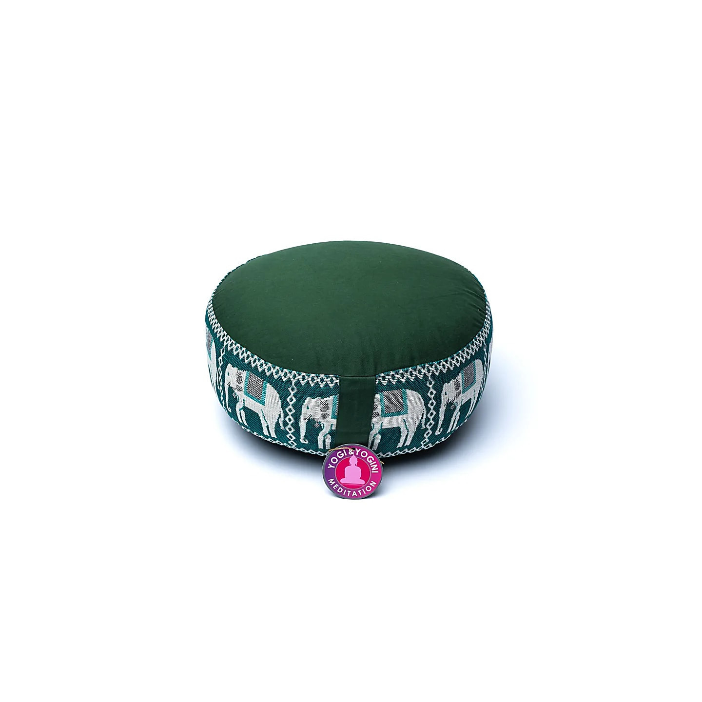 Coussin méditation vert avec éléphants | Pieralune