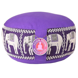 Coussin méditation violet avec éléphants | Pieralune