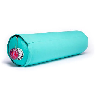 Coussin cylindrique turquoise coton BIO (OCS) | Pieralune