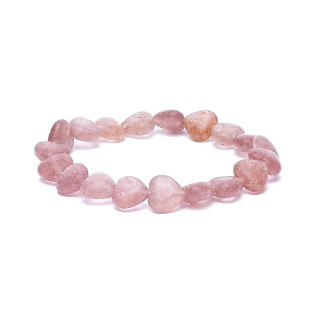 Bracelet coeurs de quartz fraise élastique | Pieralune