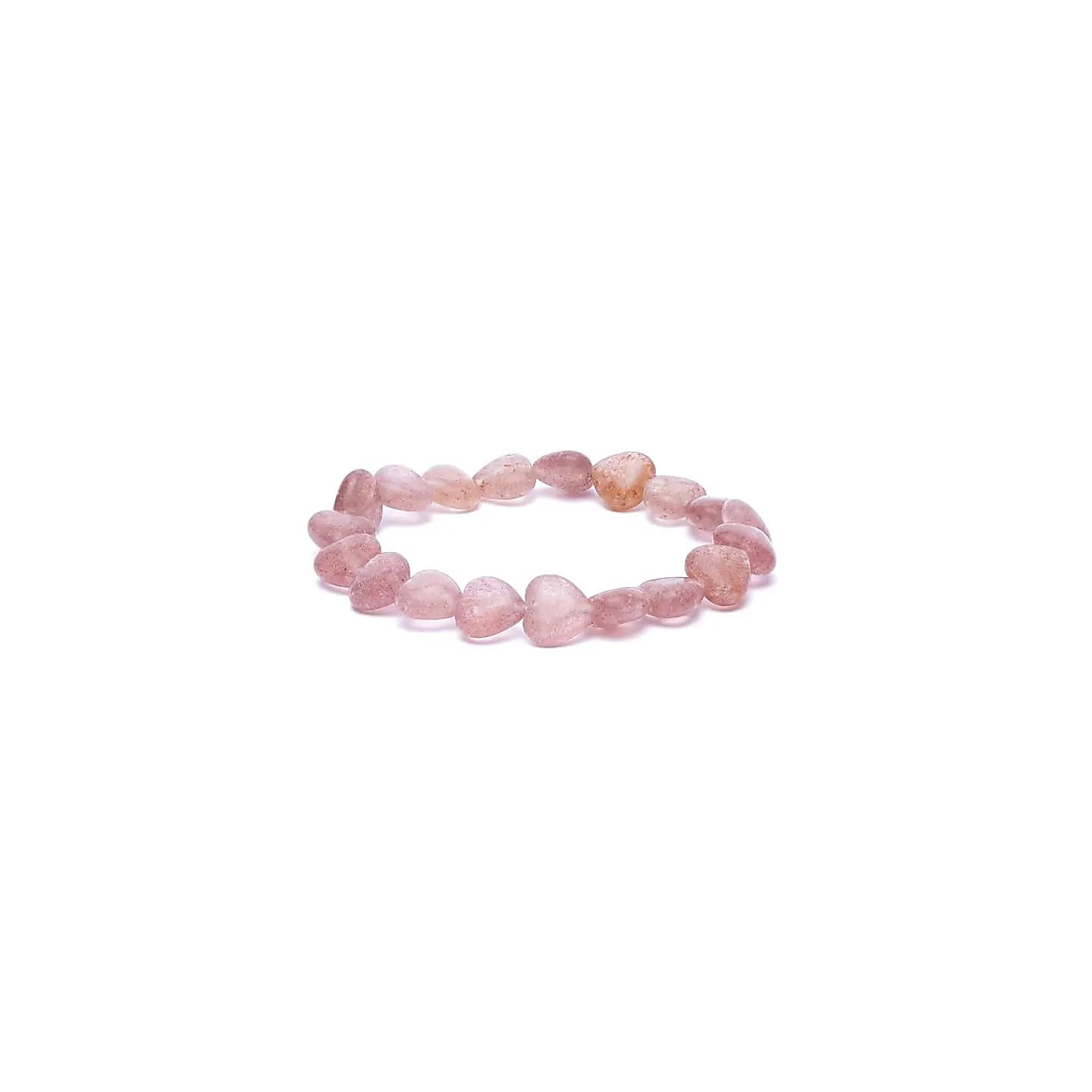 Bracelet coeurs de quartz fraise élastique | Pieralune