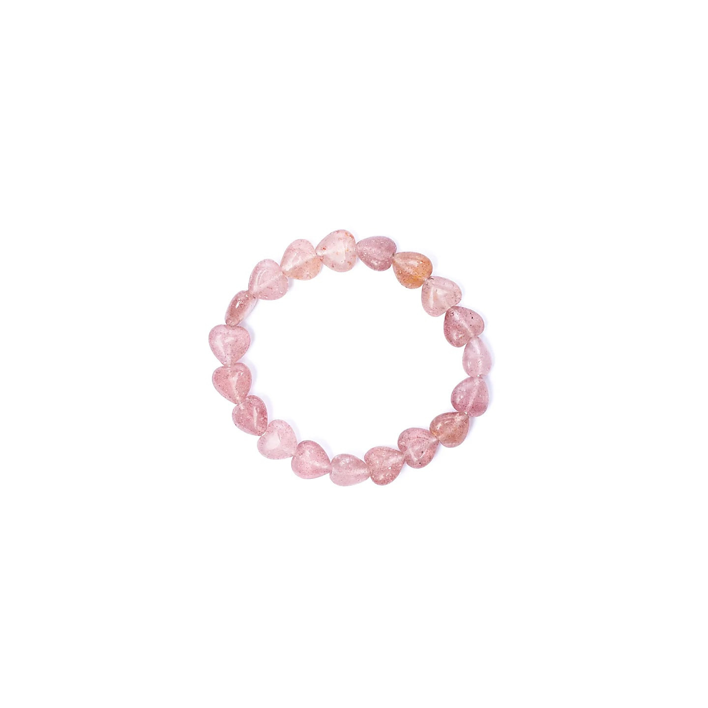 Bracelet coeurs de quartz fraise élastique | Pieralune