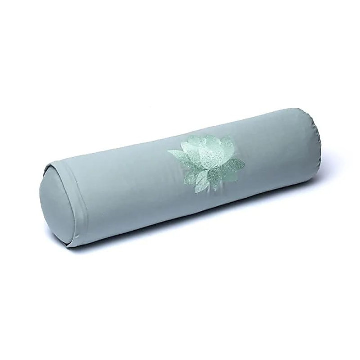 Bolster rond lotus vert sauge coton biologique (OCS) | Pieralune