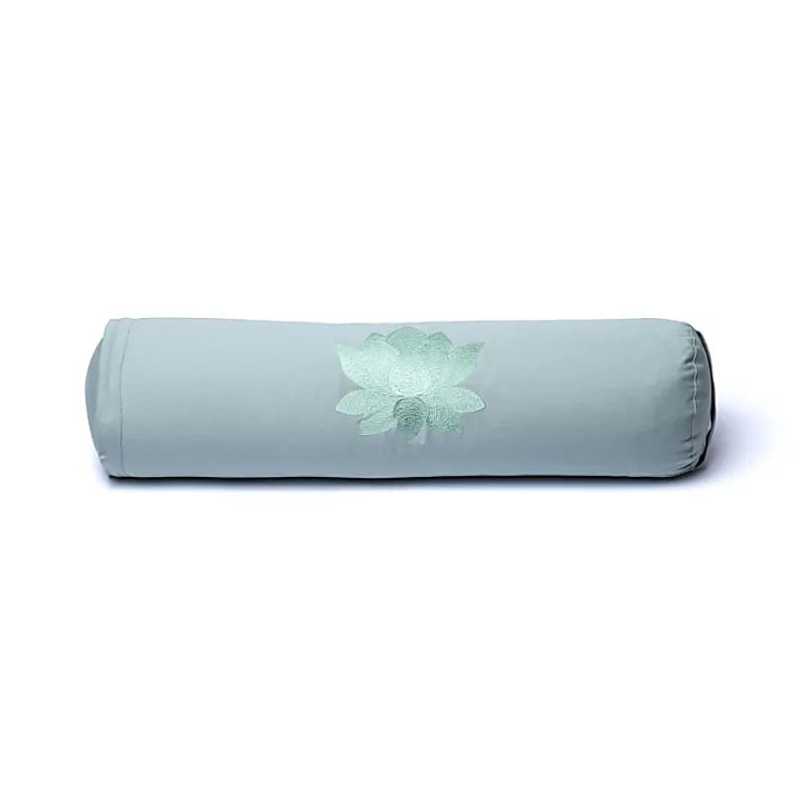 Bolster rond lotus vert sauge coton biologique (OCS) | Pieralune