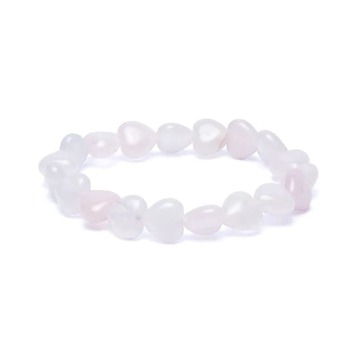 Bracelet coeurs de quartz rose élastique | Pieralune