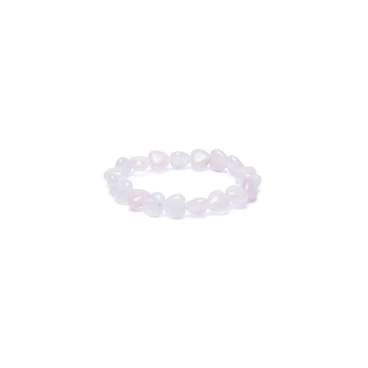 Bracelet coeurs de quartz rose élastique | Pieralune