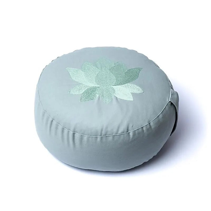Coussin de méditation lotus vert sauge coton biologique... | Pieralune
