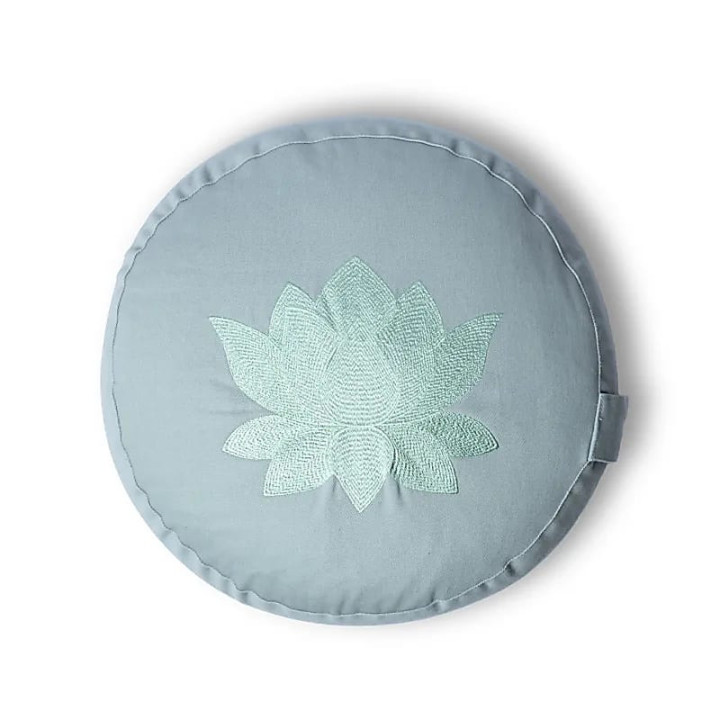 Coussin de méditation lotus vert sauge coton biologique... | Pieralune