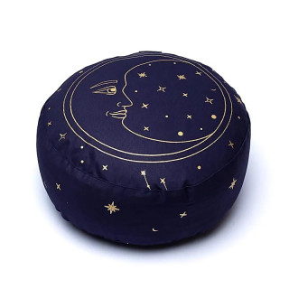 Coussin de méditation lune bleu marine coton biologique... | Pieralune