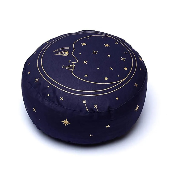Coussin de méditation lune bleu marine coton biologique... | Pieralune