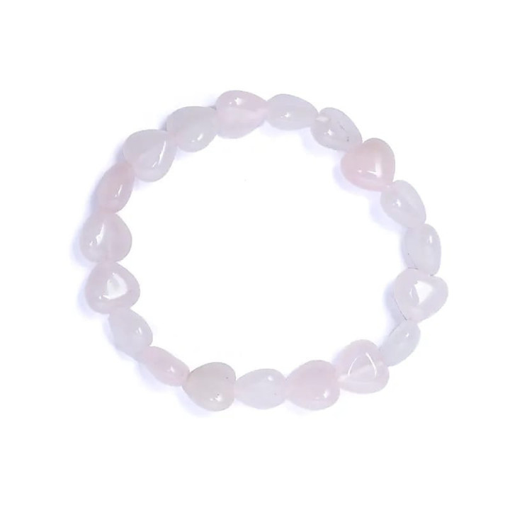 Bracelet coeurs de quartz rose élastique | Pieralune