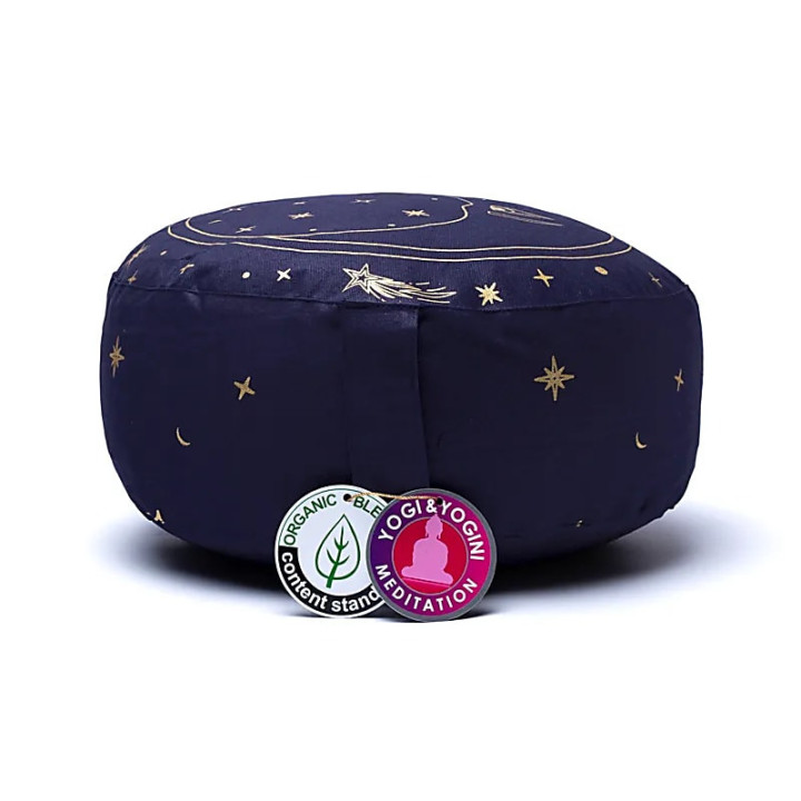 Coussin de méditation lune bleu marine coton biologique... | Pieralune