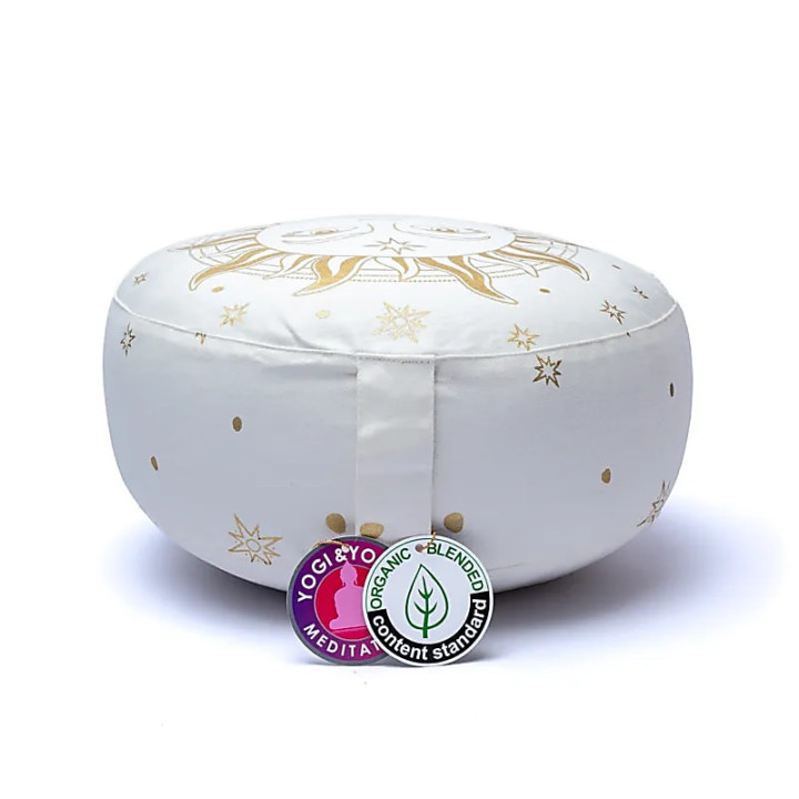 Coussin de méditation soleil blanc coton biologique (OCS) | Pieralune