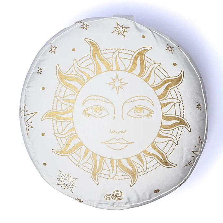 Coussin de méditation soleil blanc coton biologique (OCS) | Pieralune