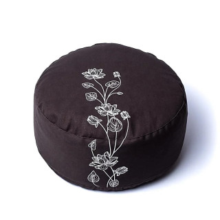 Coussin de méditation plante de lotus anthracite coton ... | Pieralune