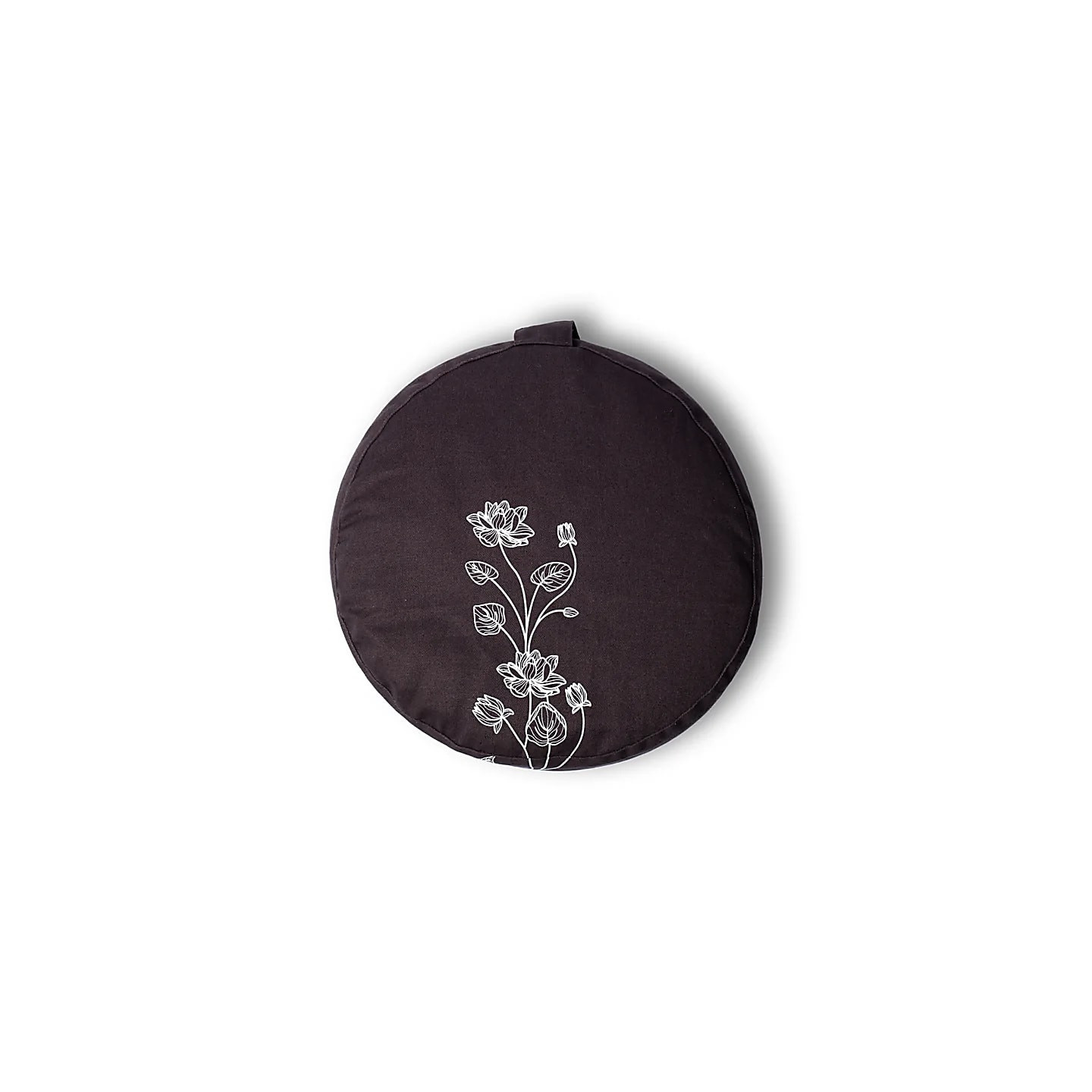 Coussin de méditation plante de lotus anthracite coton ... | Pieralune