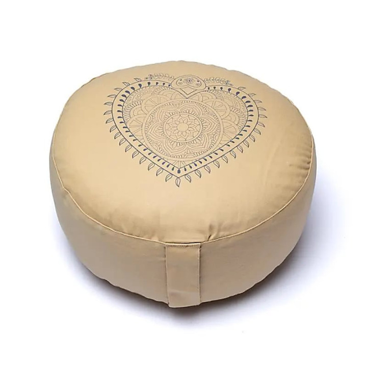 Coussin de méditation coeur beige coton biologique (OCS) | Pieralune