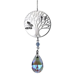 Arbre de Vie + goutte de cristal arc en ciel violet | Pieralune