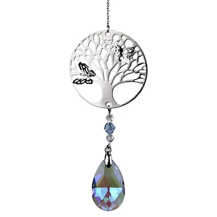 Arbre de Vie + goutte de cristal arc en ciel violet | Pieralune