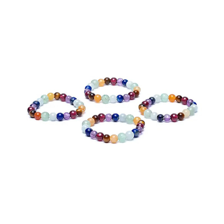Bague élastique pierres 7 chakra | Pieralune