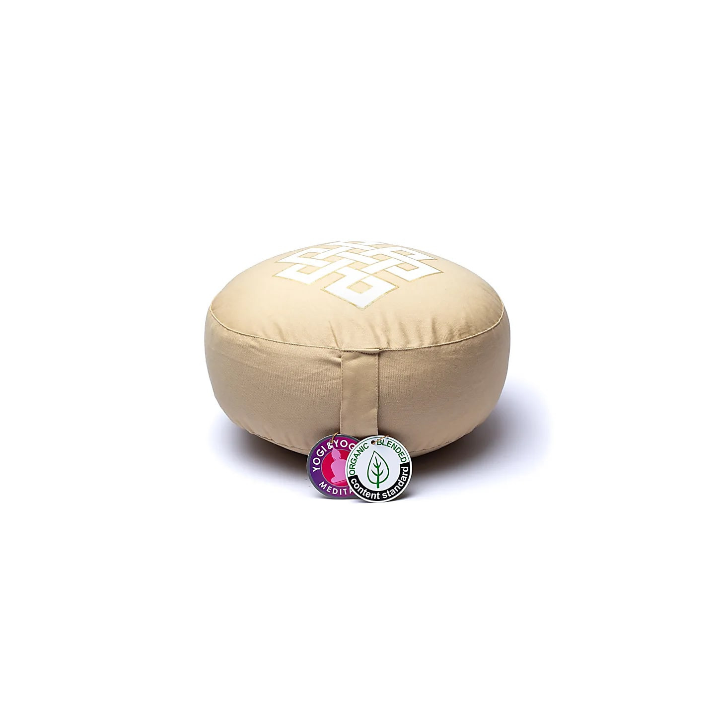 Coussin de méditation noeud infini beige en coton biolo... | Pieralune