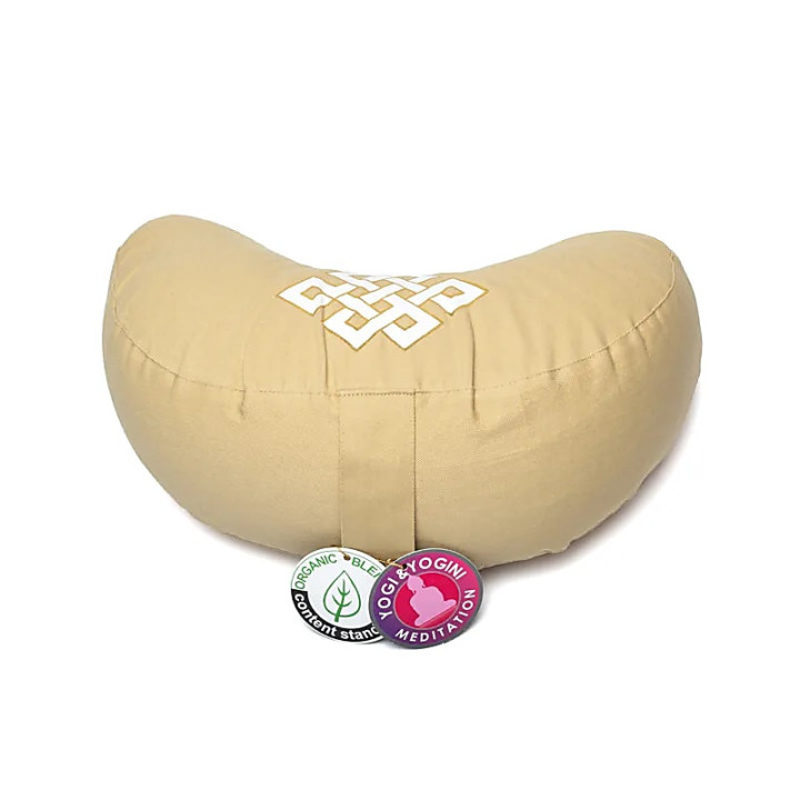 Coussin de méditation croissant nœud de l'infini beige ... | Pieralune