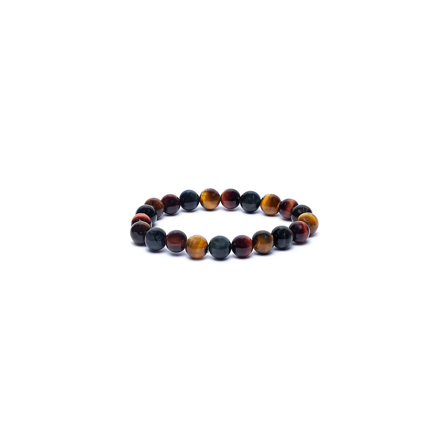 Bracelet élastique triple oeil de tigre (rouge/orange/b... | Pieralune