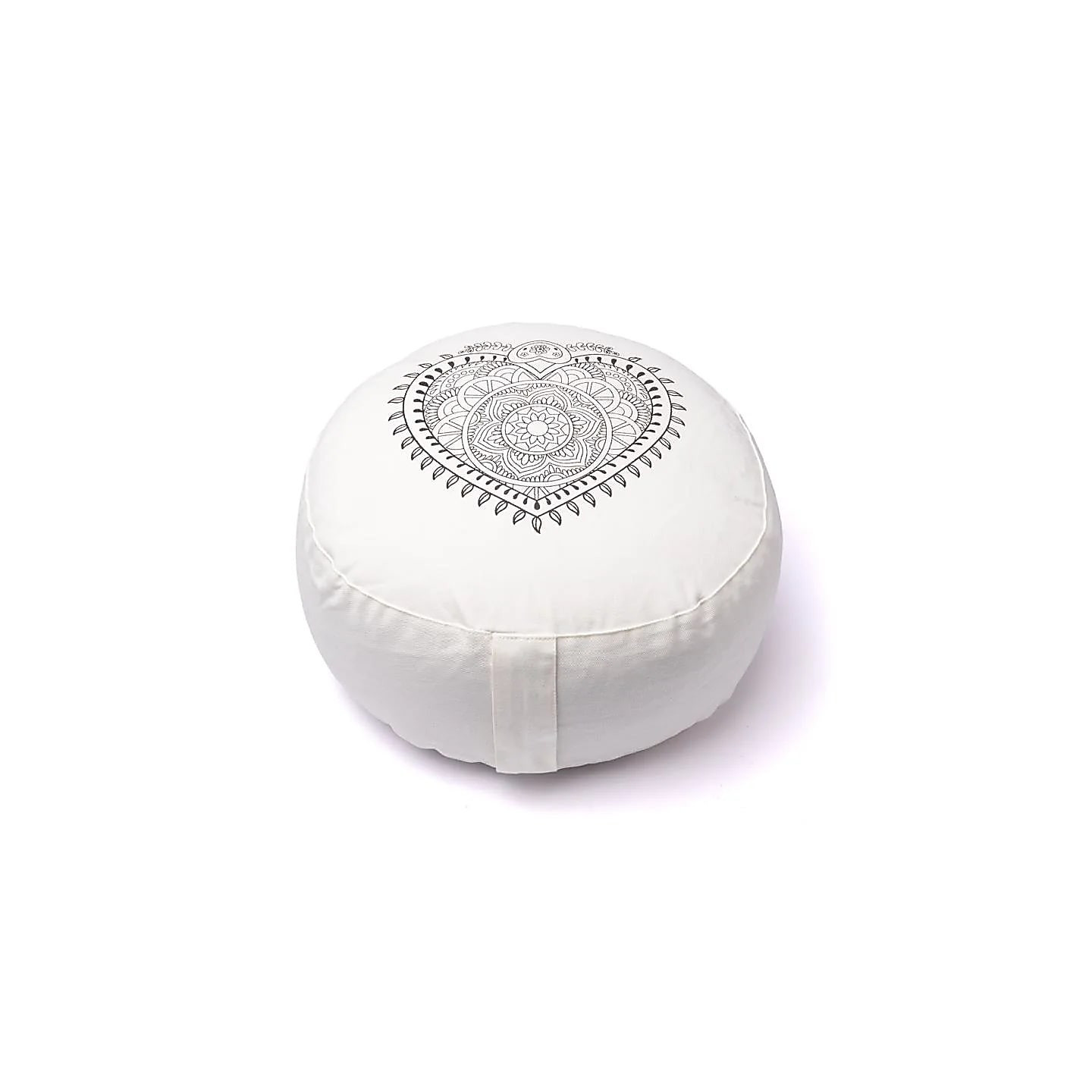 Coussin de méditation cœur blanc cassé coton bio (OCS) | Pieralune