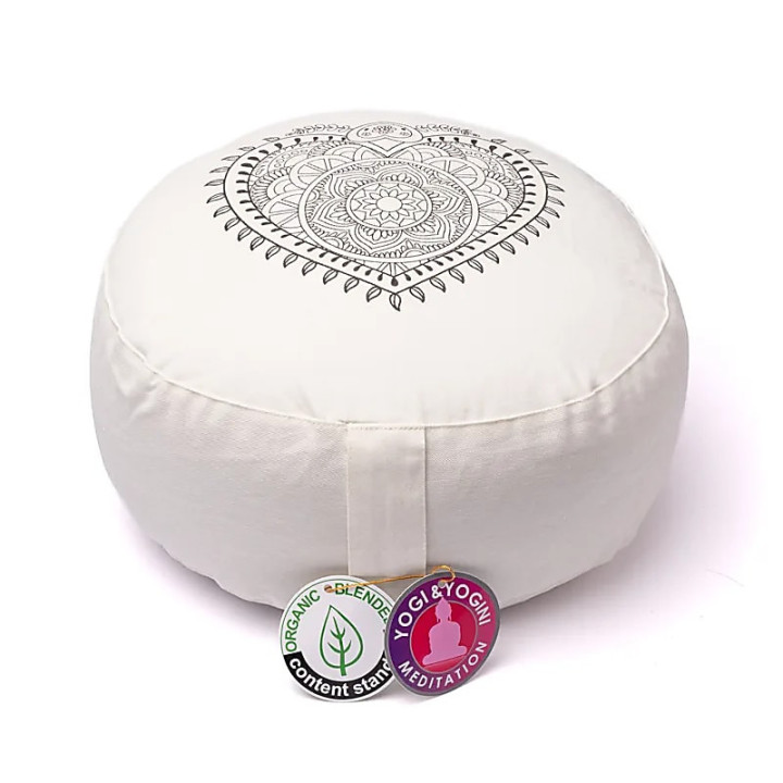 Coussin de méditation cœur blanc cassé coton bio (OCS) | Pieralune