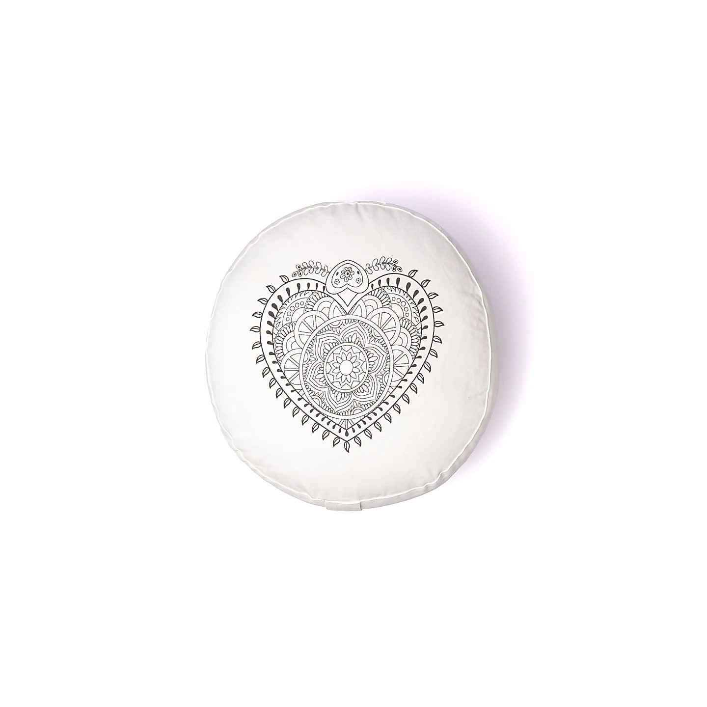 Coussin de méditation cœur blanc cassé coton bio (OCS) | Pieralune