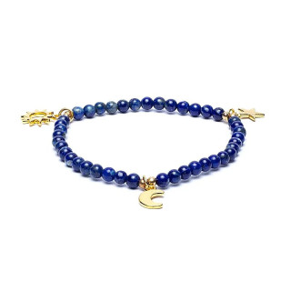Bracelet élastique lapis breloque étoile/lune/soleil pe... | Pieralune
