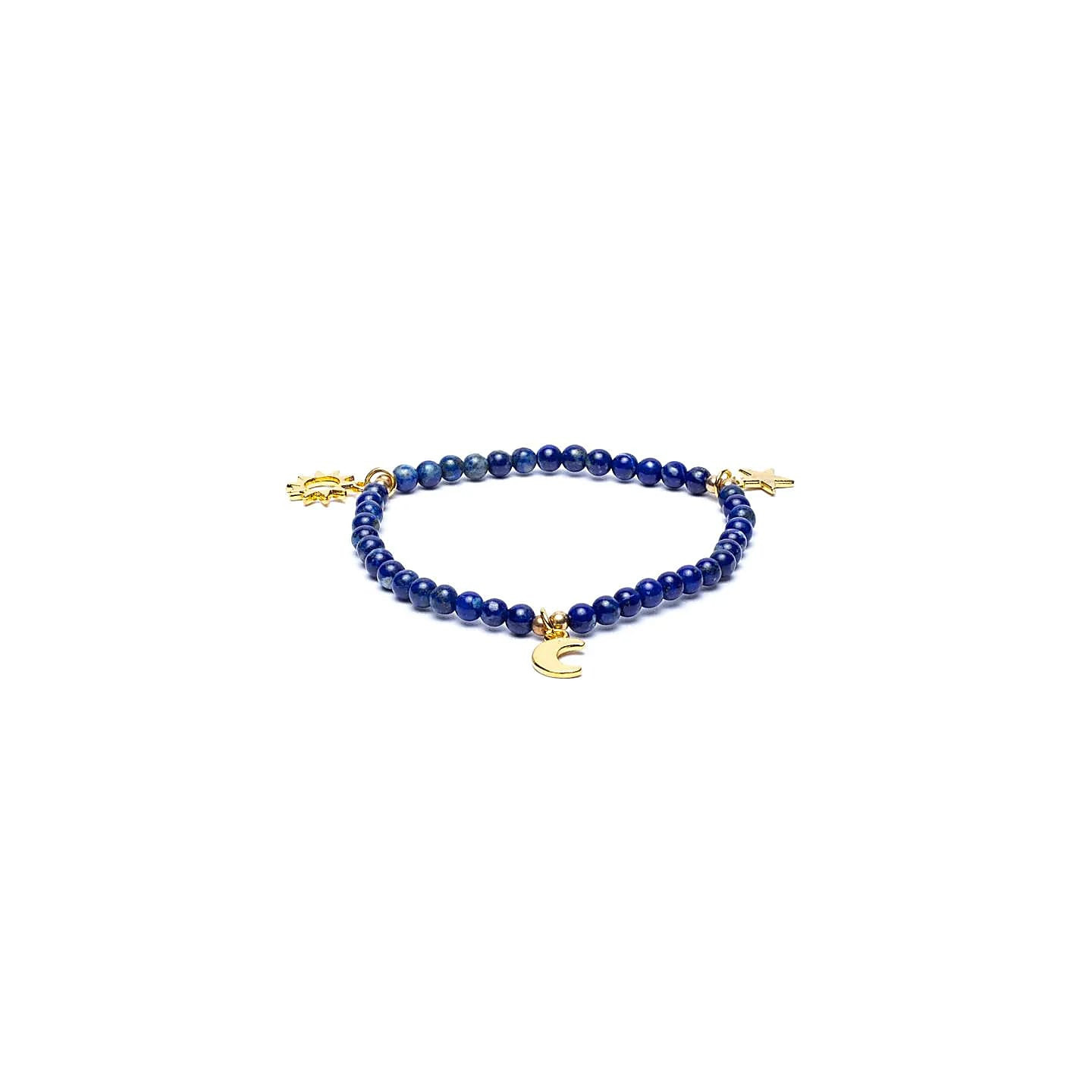 Bracelet élastique lapis breloque étoile/lune/soleil pe... | Pieralune