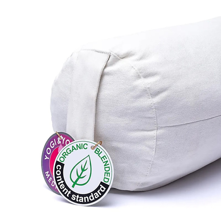 Bolster de méditation blanc cœurs coton biologique (OCS) | Pieralune