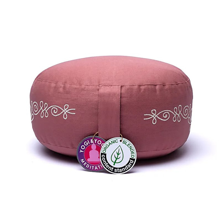 Coussin de méditation rose ancien lotus coton biologiqu... | Pieralune