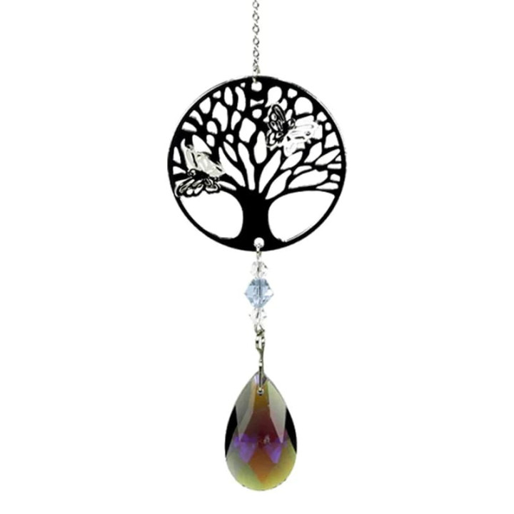 Arbre de Vie + goutte de cristal arc en ciel violet | Pieralune