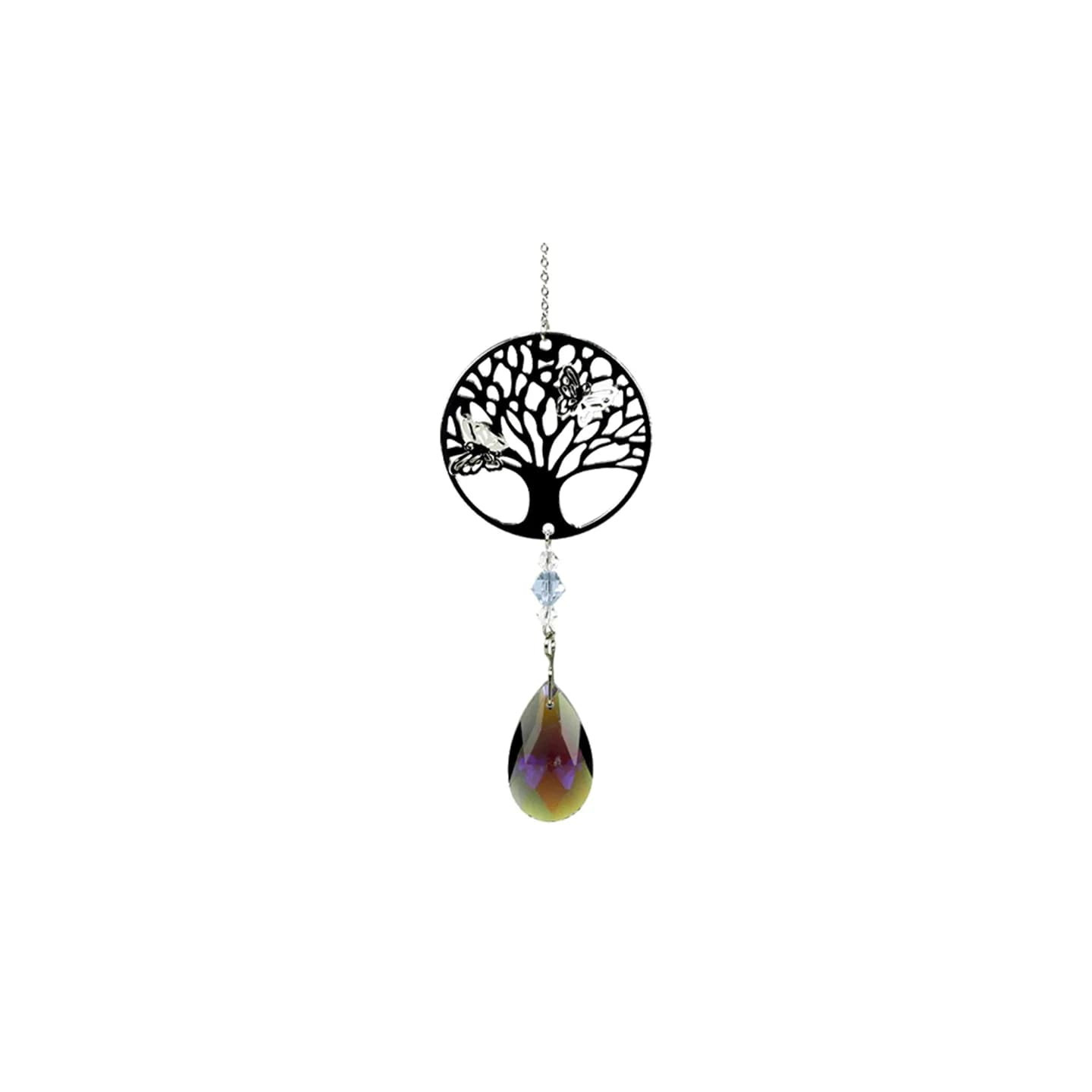Arbre de Vie + goutte de cristal arc en ciel violet | Pieralune