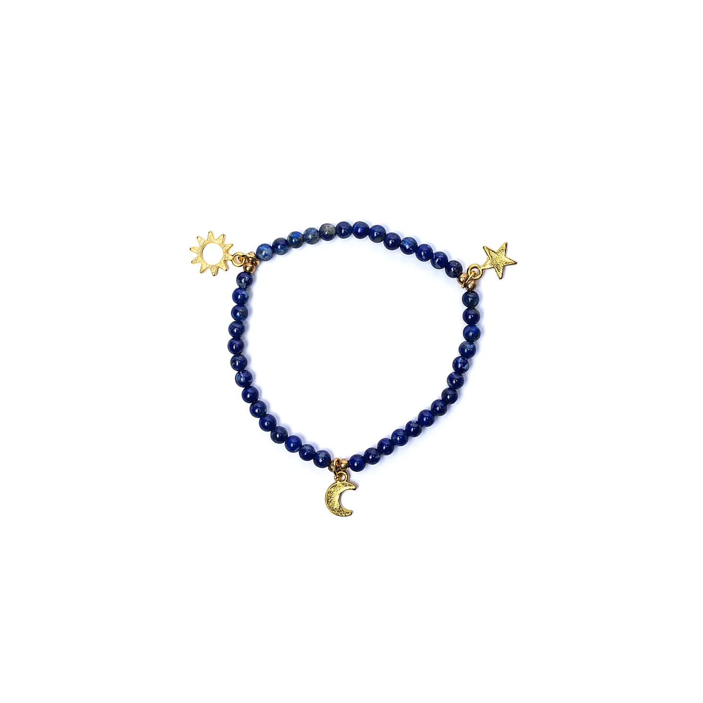 Bracelet élastique lapis breloque étoile/lune/soleil pe... | Pieralune