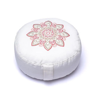 Coussin de méditation blanc mandala coton biologique (OCS) | Pieralune