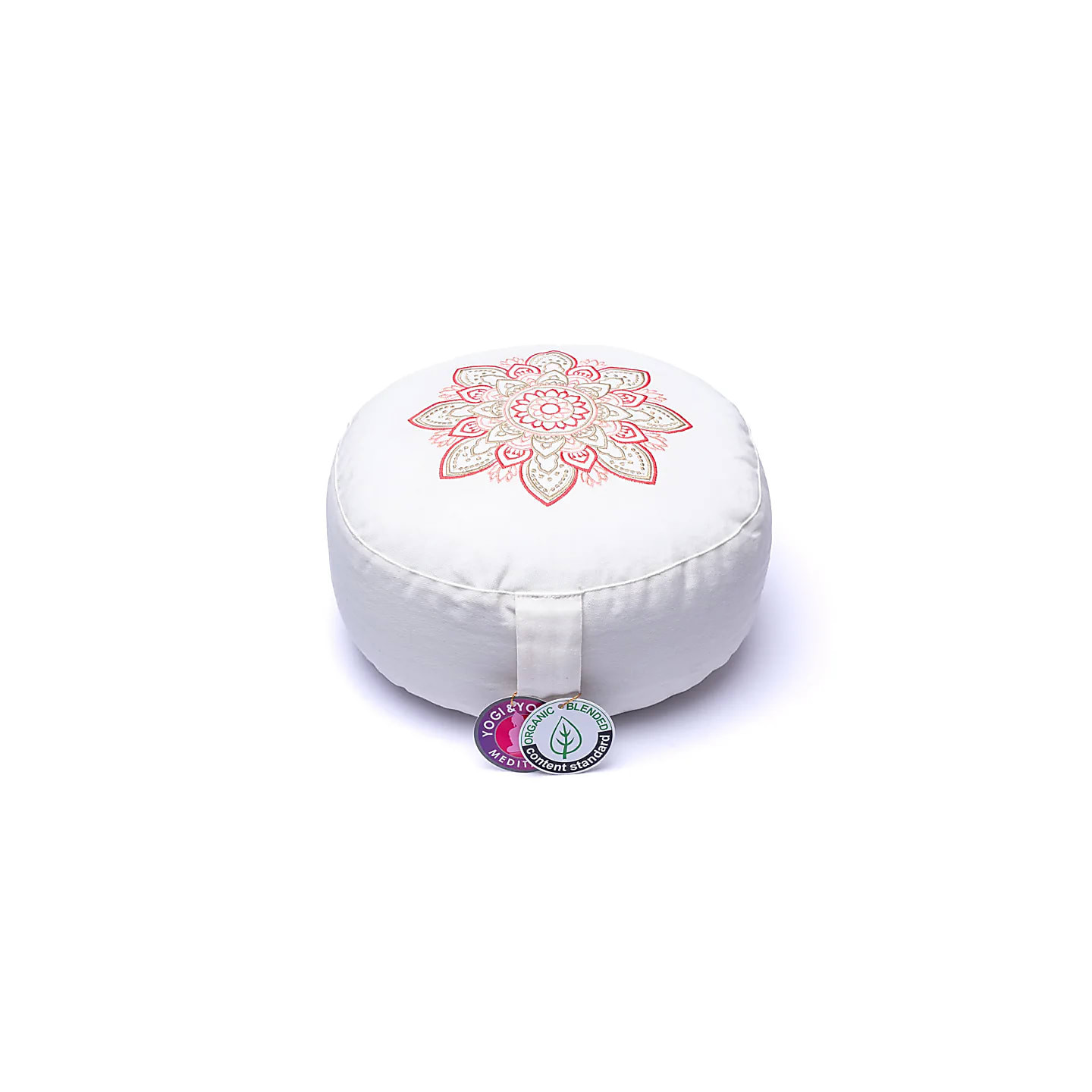 Coussin de méditation blanc mandala coton biologique (OCS) | Pieralune