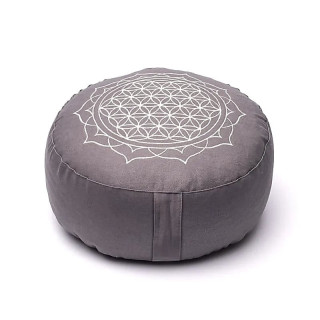 Coussin de méditation Fleur de vie mandala gris coton b... | Pieralune
