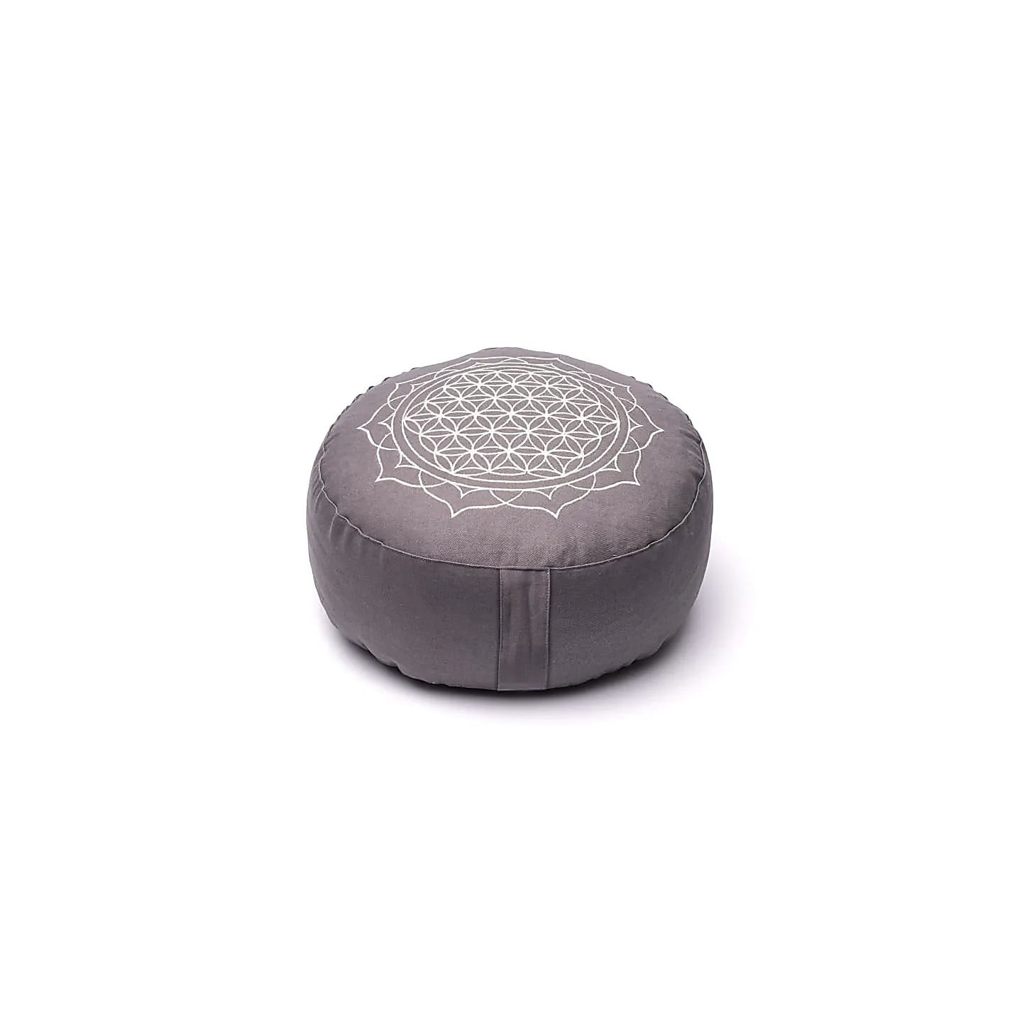 Coussin de méditation Fleur de vie mandala gris coton b... | Pieralune