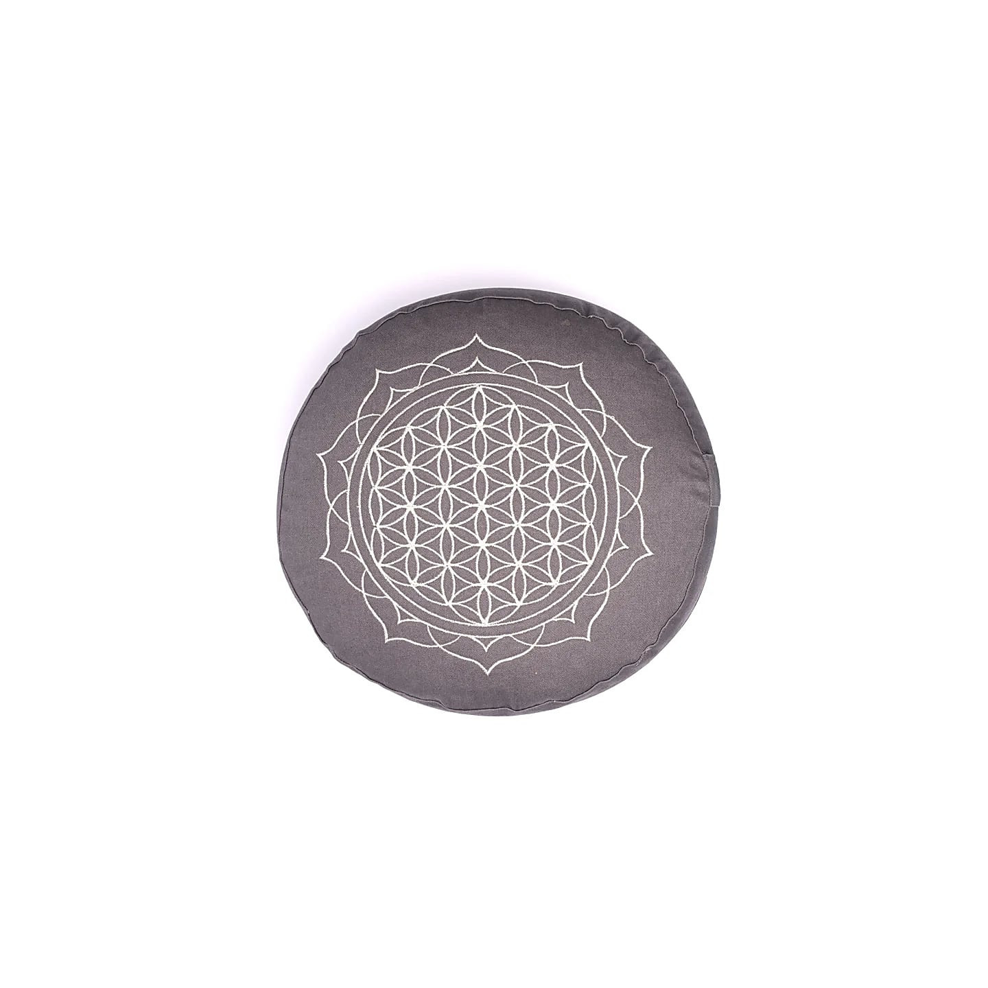 Coussin de méditation Fleur de vie mandala gris coton b... | Pieralune